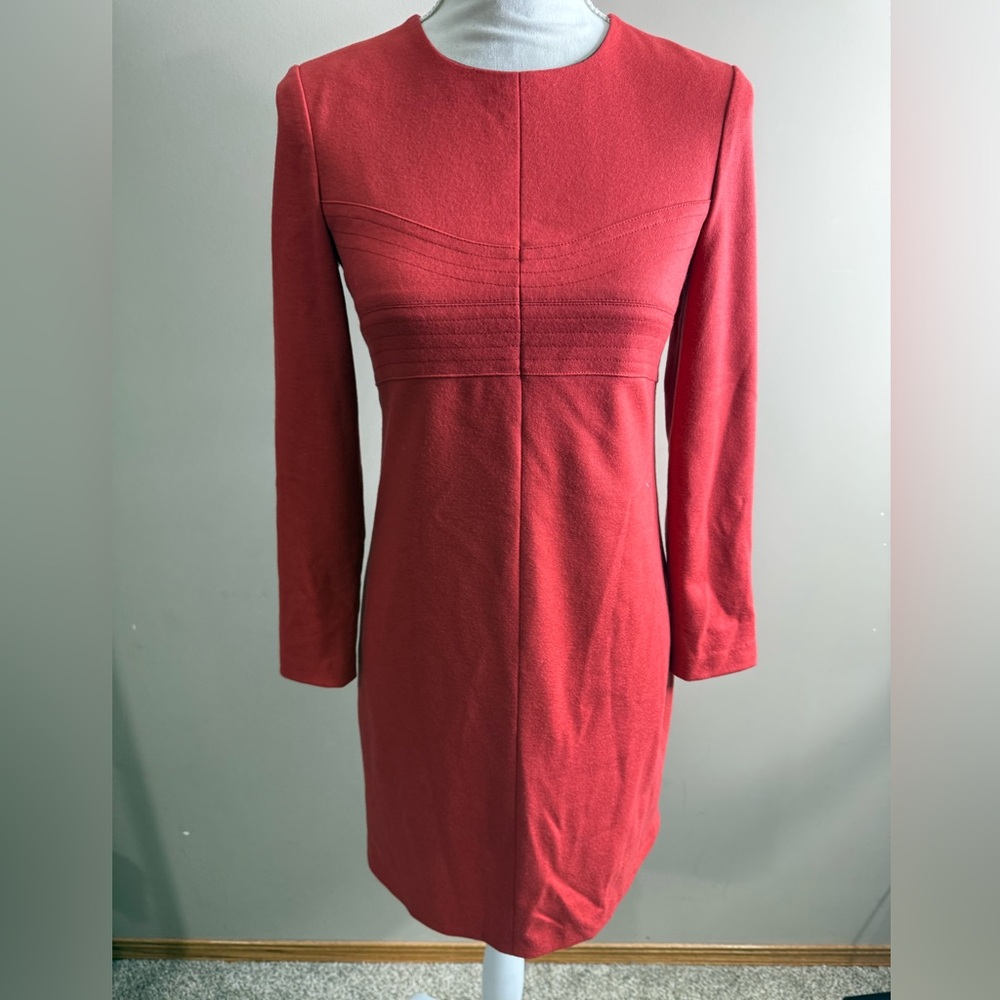 Judith and Charles long sleeve red orange wool blend dress size 0